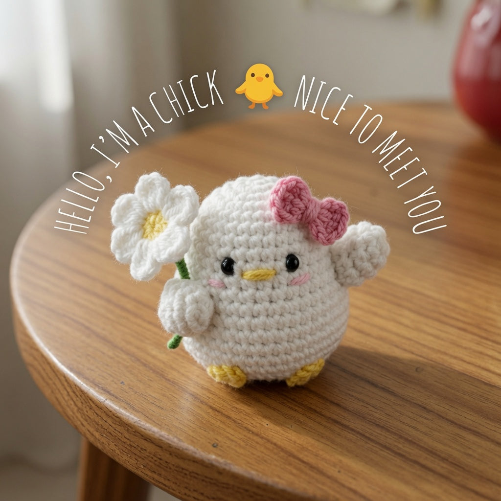 Flower Chick Keychain — Handmade Crochet Charm