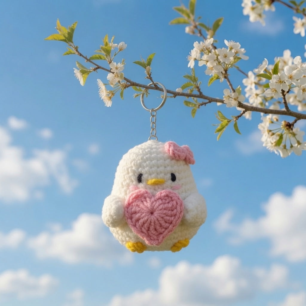 Flower Chick Keychain — Handmade Crochet Charm