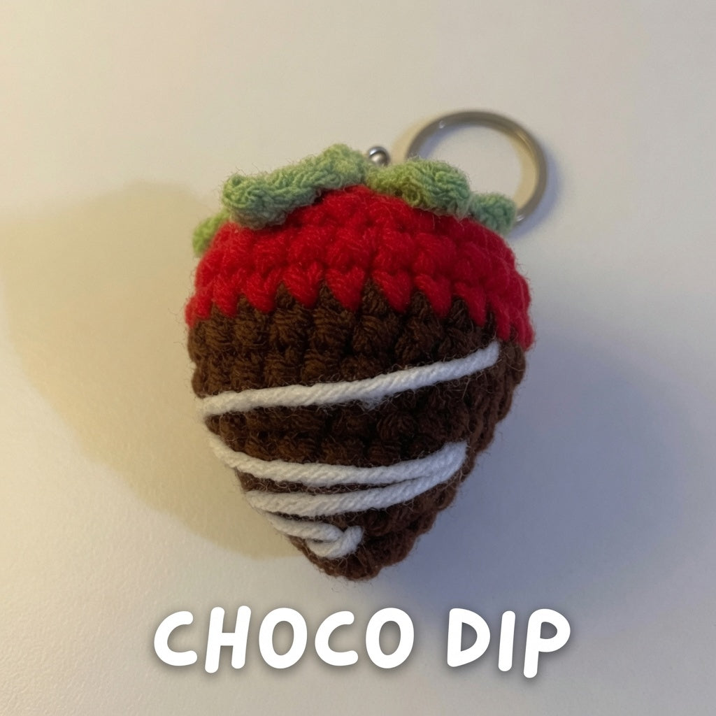 Strawberry Keychain — Handmade Crochet Charm