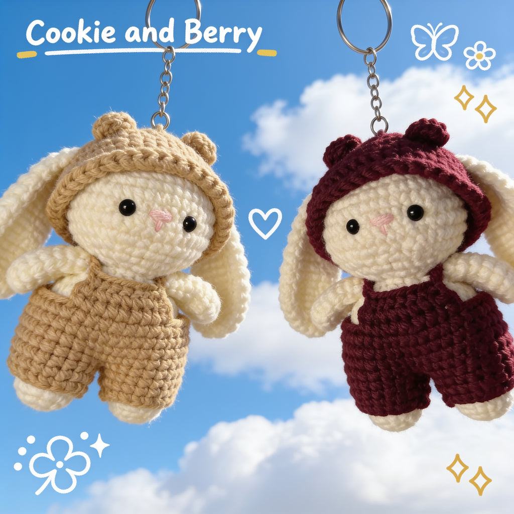 The Four Crochet Keychain – Handmade Bear-Hat Bunny Charms
