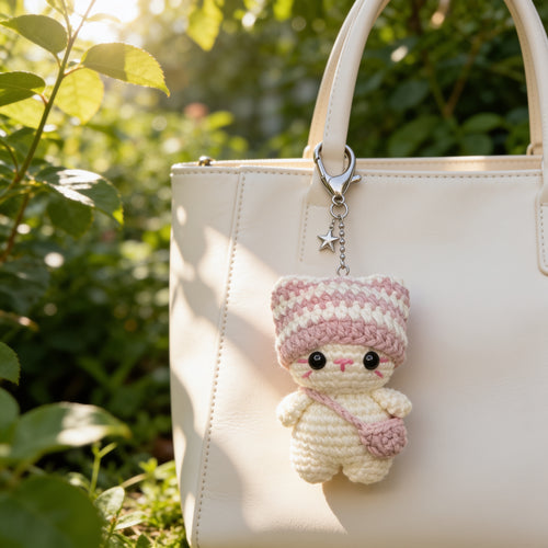 Cubies Crochet Cat Keychain Trio – Handmade Bag Charms