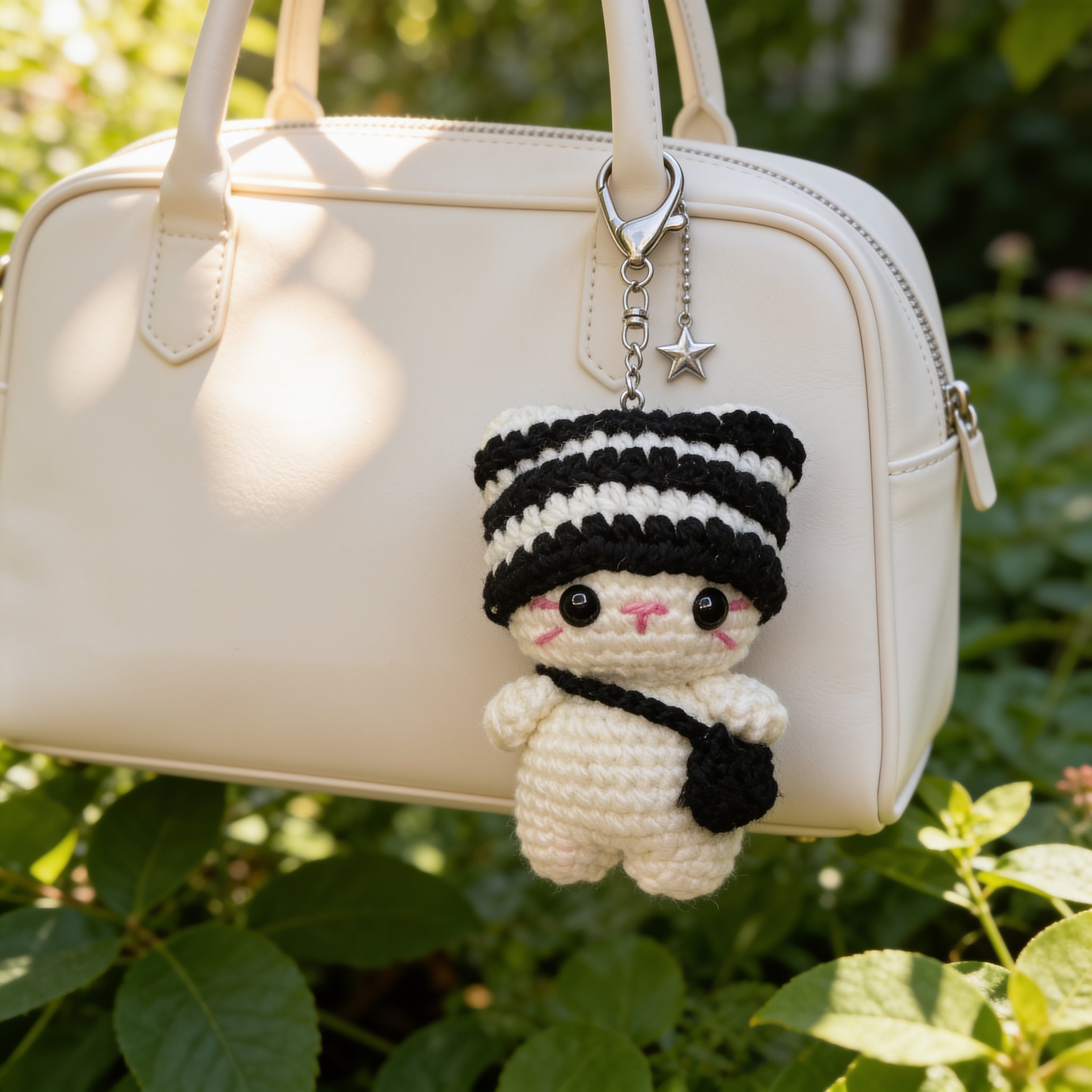 Cubies Crochet Cat Keychain Trio – Handmade Bag Charms