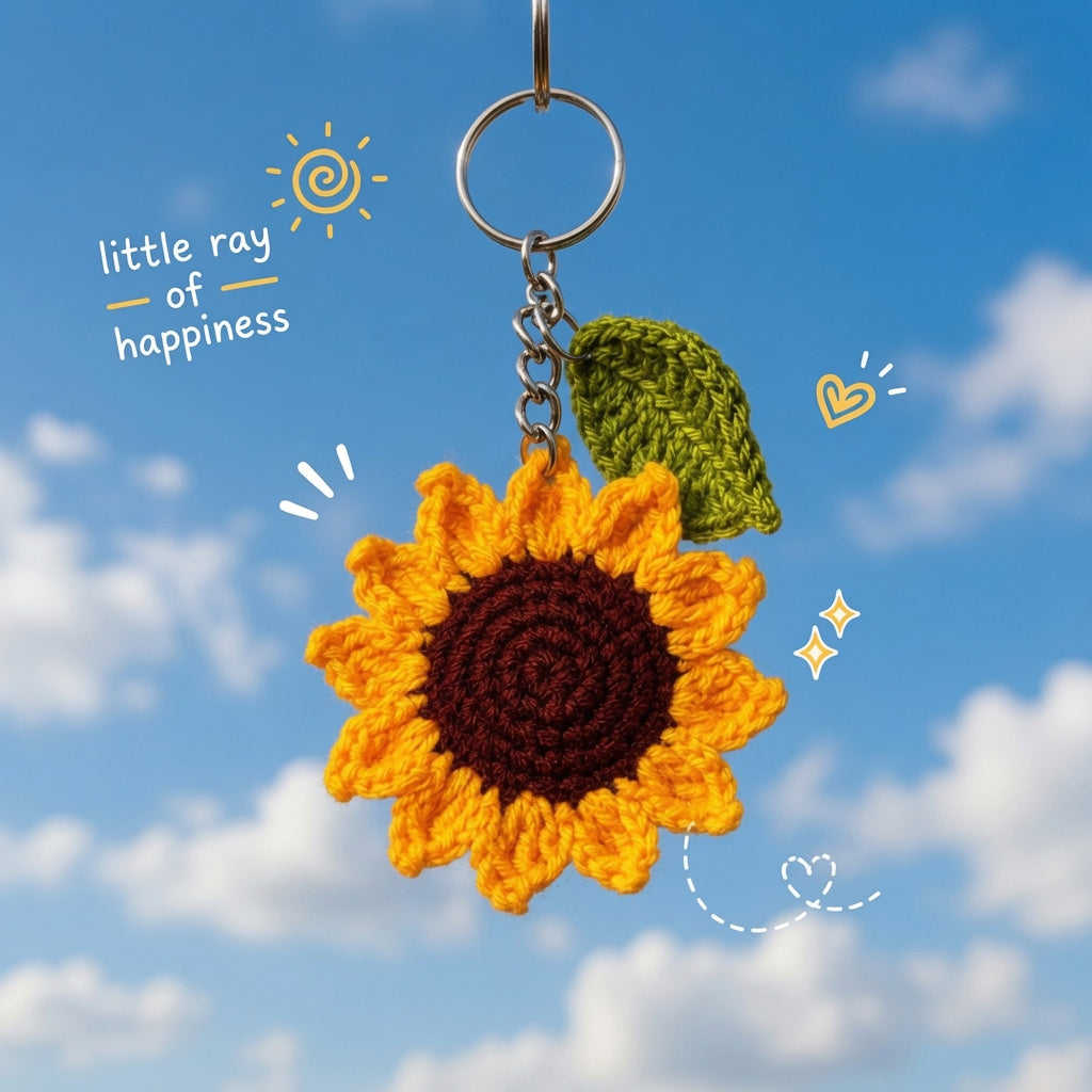 Sunflower Keychain — Handmade Crochet Charm