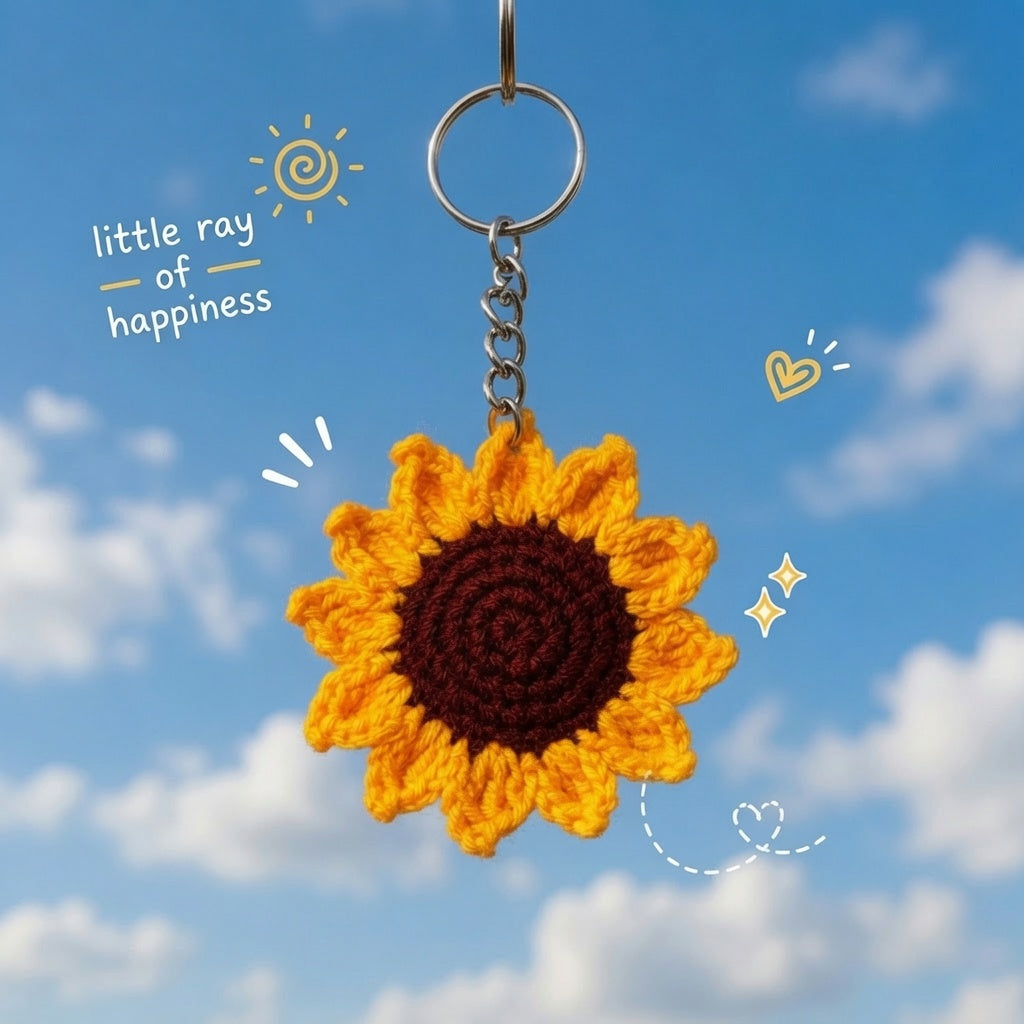 Sunflower Keychain — Handmade Crochet Charm