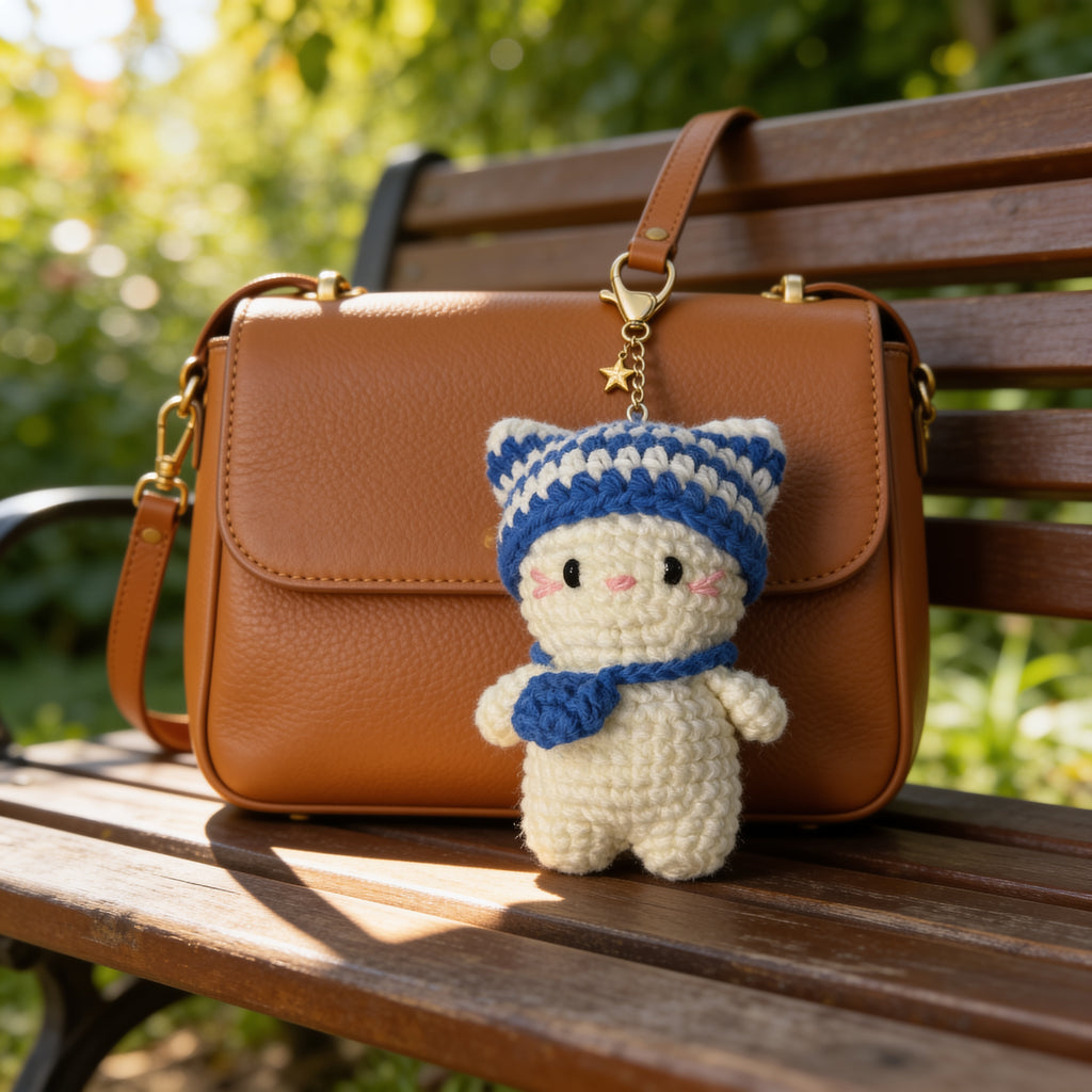Cubies Crochet Cat Keychain Trio – Handmade Bag Charms