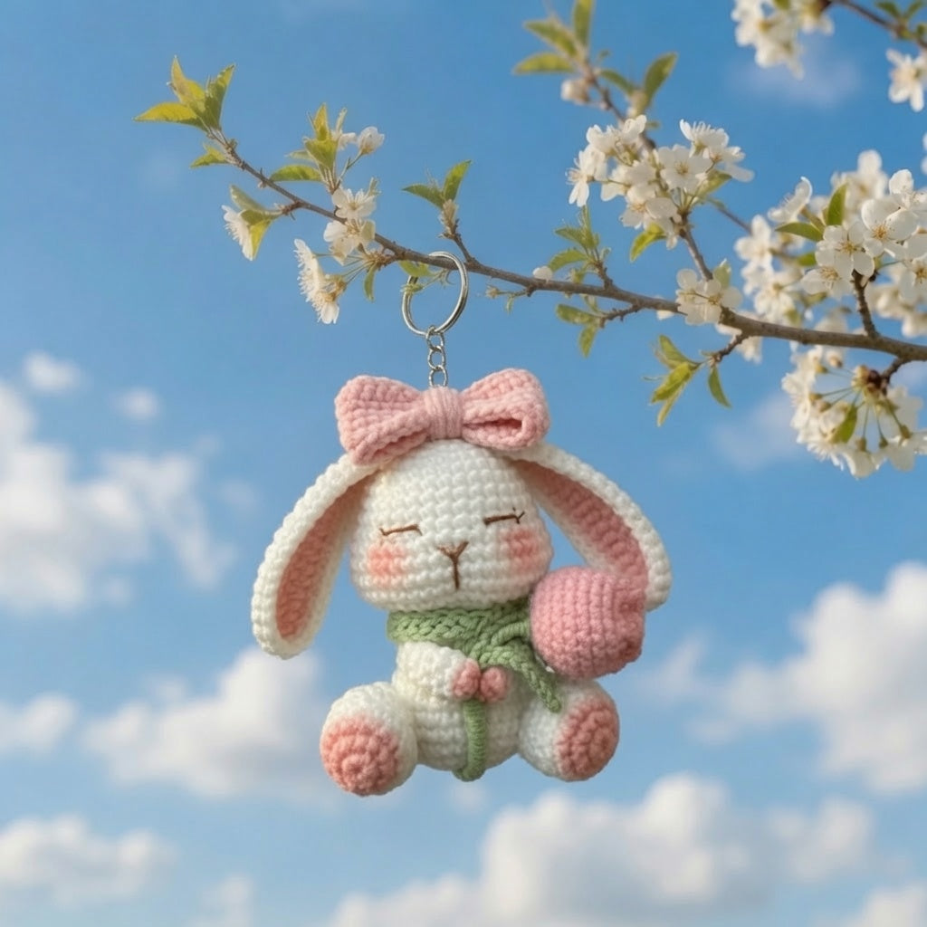 Bunny Keychain — Handmade Crochet Charm